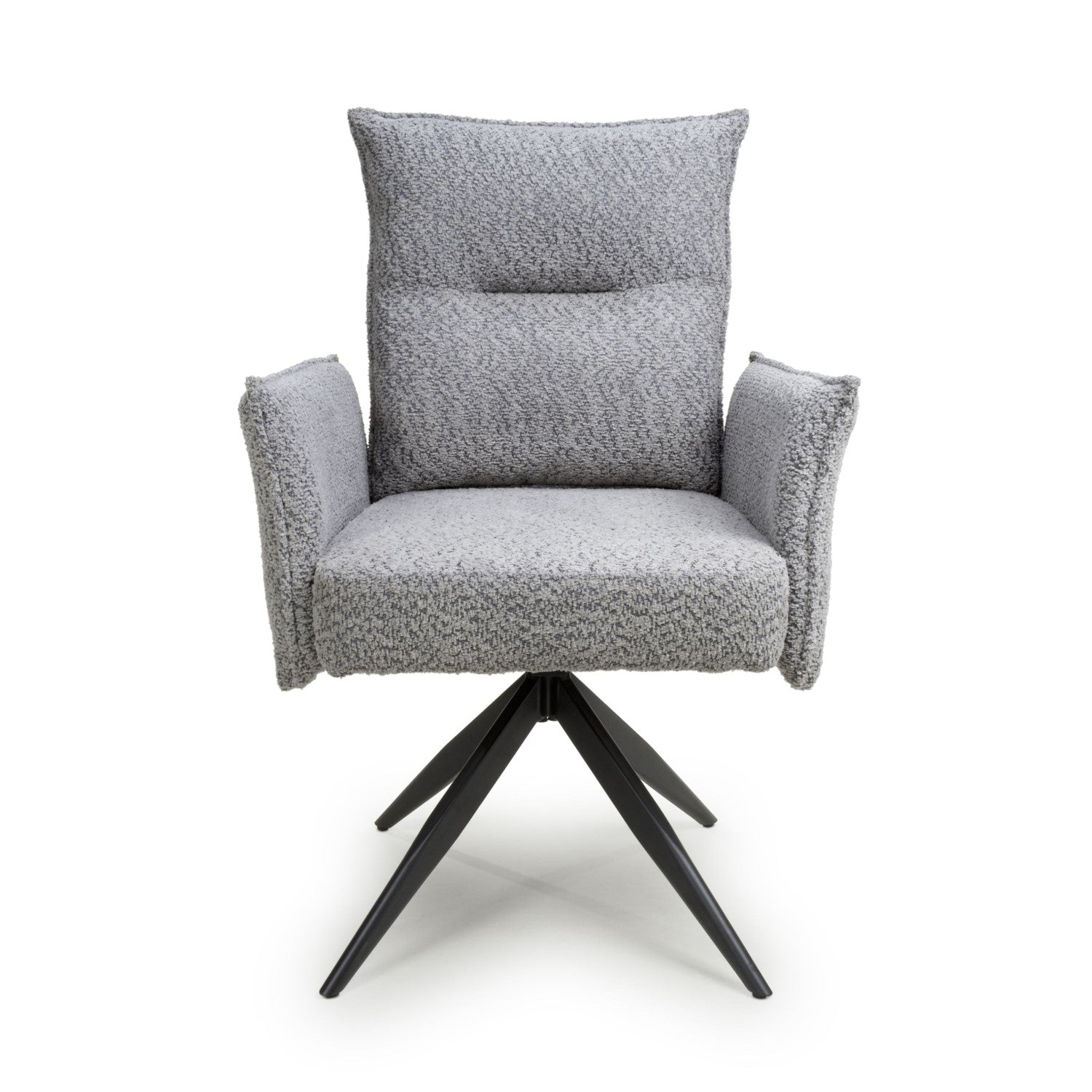 Grey Fabric 360 Degree Swivel Dining Chair Black Metal Base