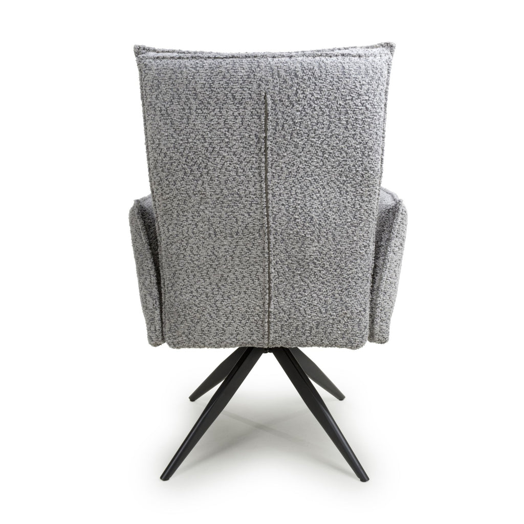 Grey Fabric 360 Degree Swivel Dining Chair Black Metal Base