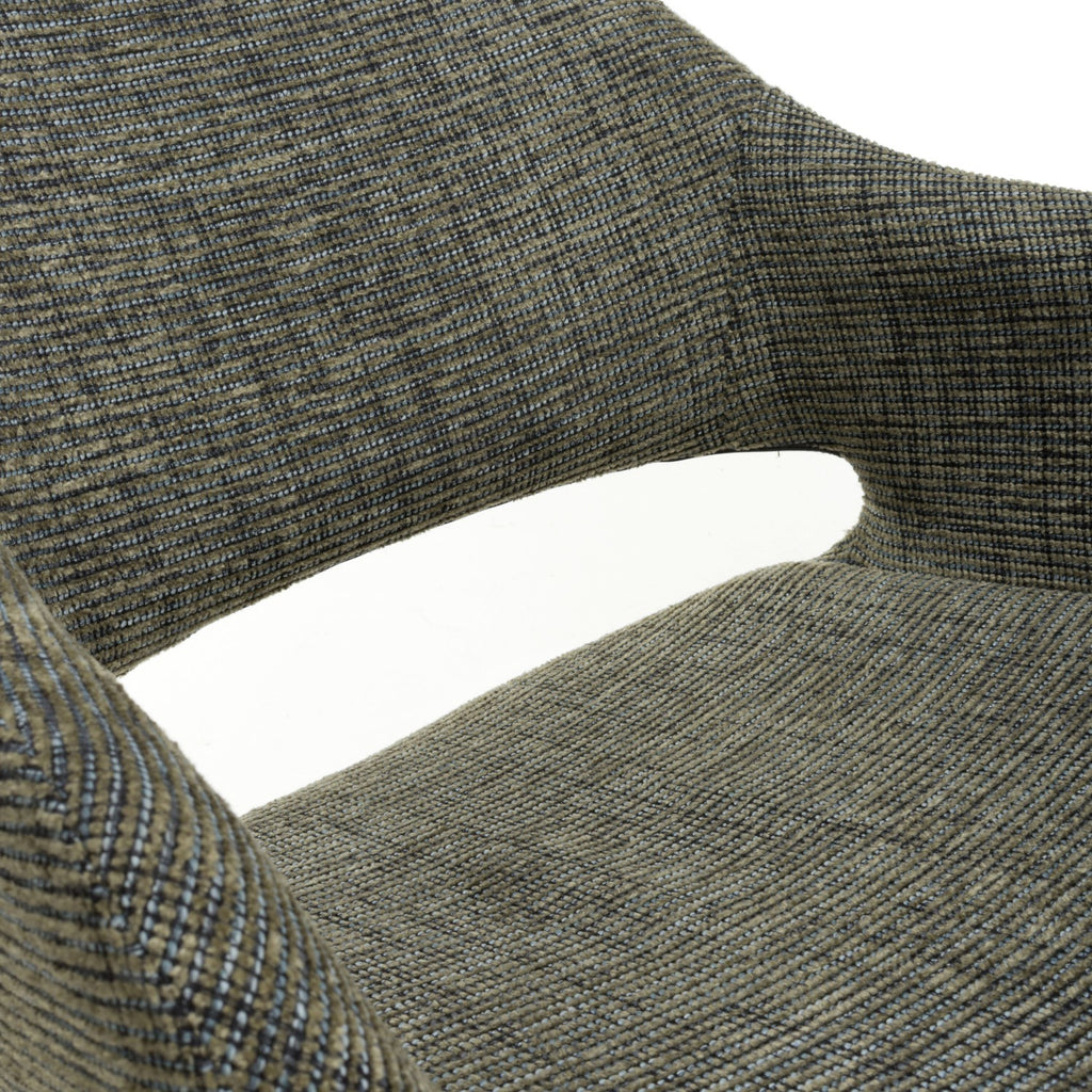 Tweed Green Fabric Slop Back Swivel Dining Chair Black Legs