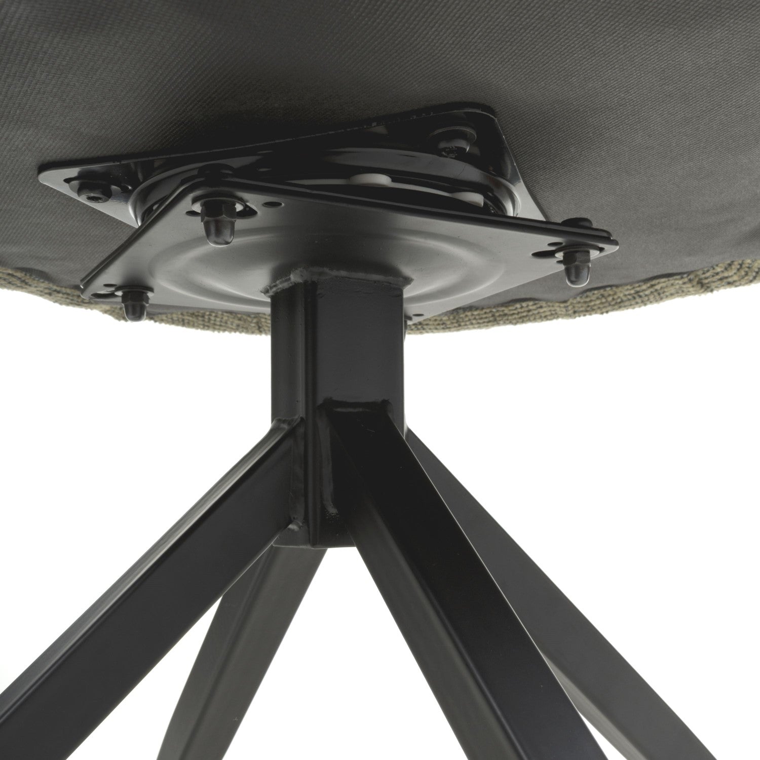 Tweed Green Fabric Slop Back Swivel Dining Chair Black Legs