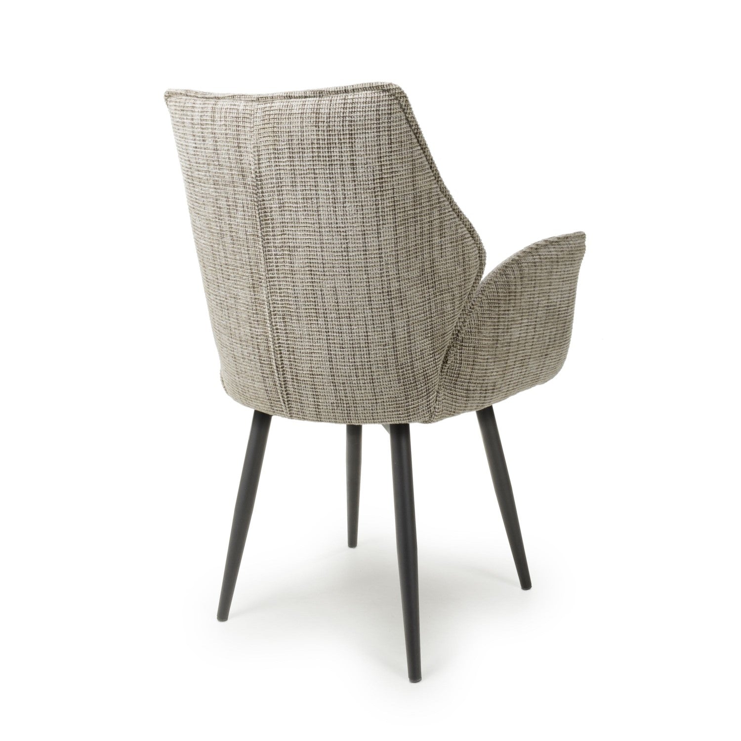 Toffee Cream Tweed Fabric Dining Chair with Black Metal Legs