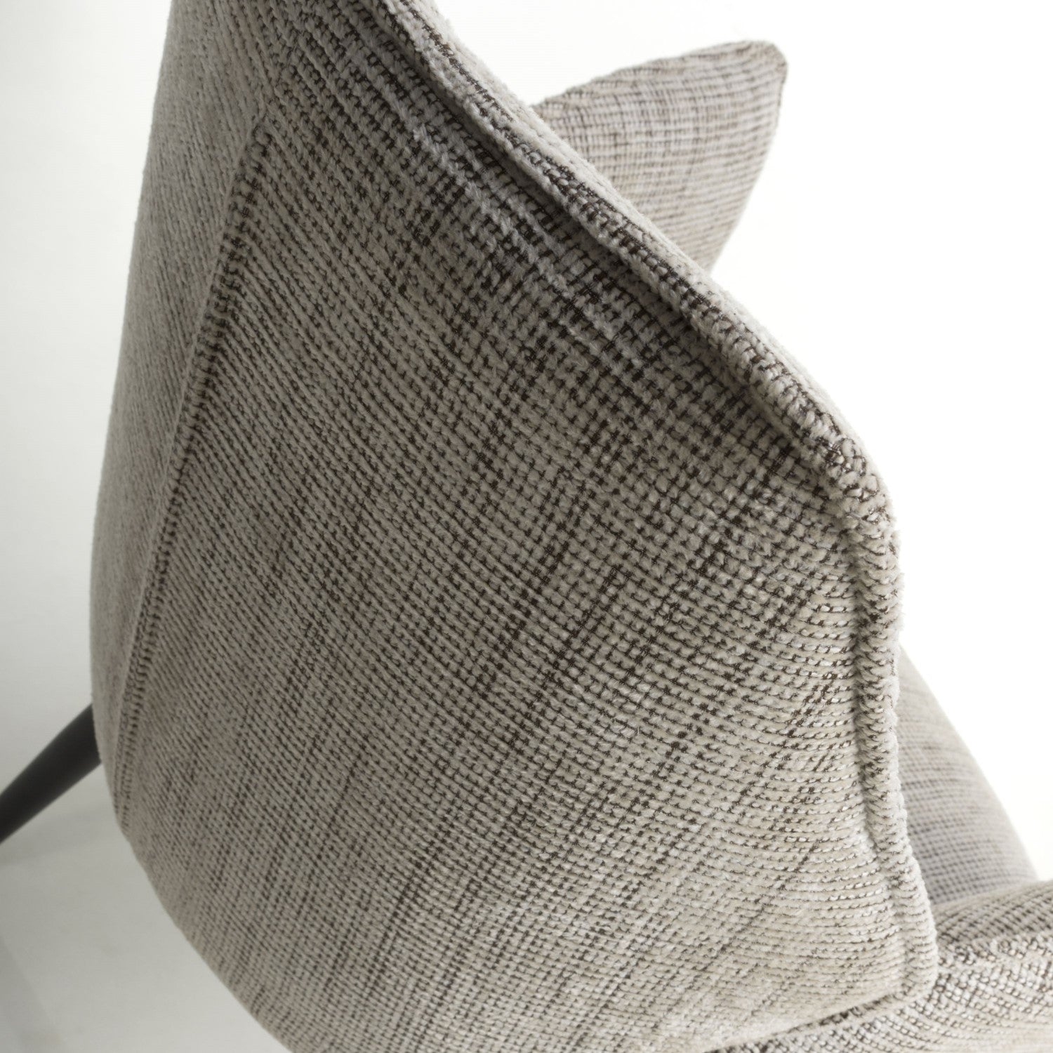 Toffee Cream Tweed Fabric Dining Chair with Black Metal Legs