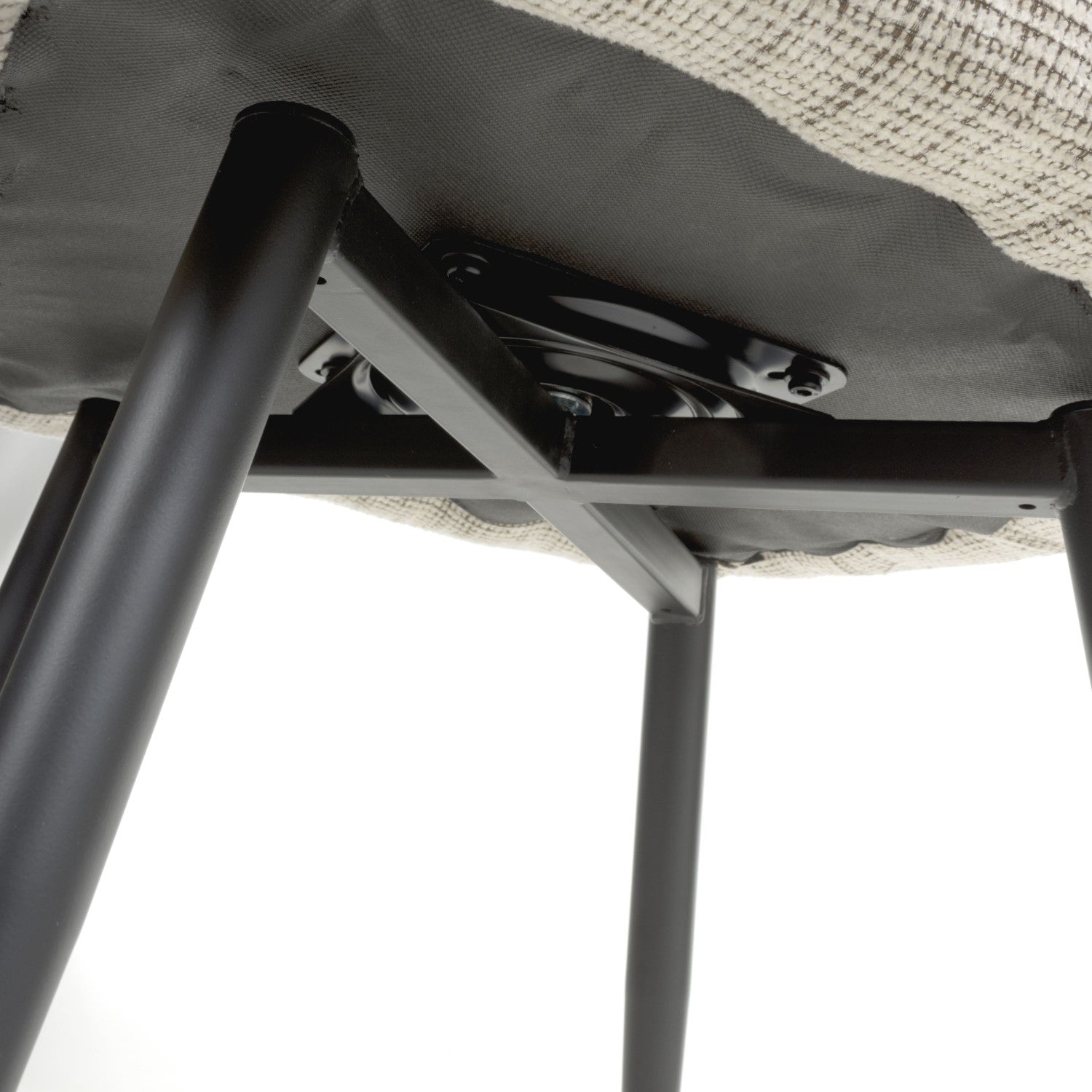 Toffee Cream Tweed Fabric Dining Chair with Black Metal Legs