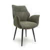Green Tweed Fabric Swivel Dining Chair Black Metal Legs