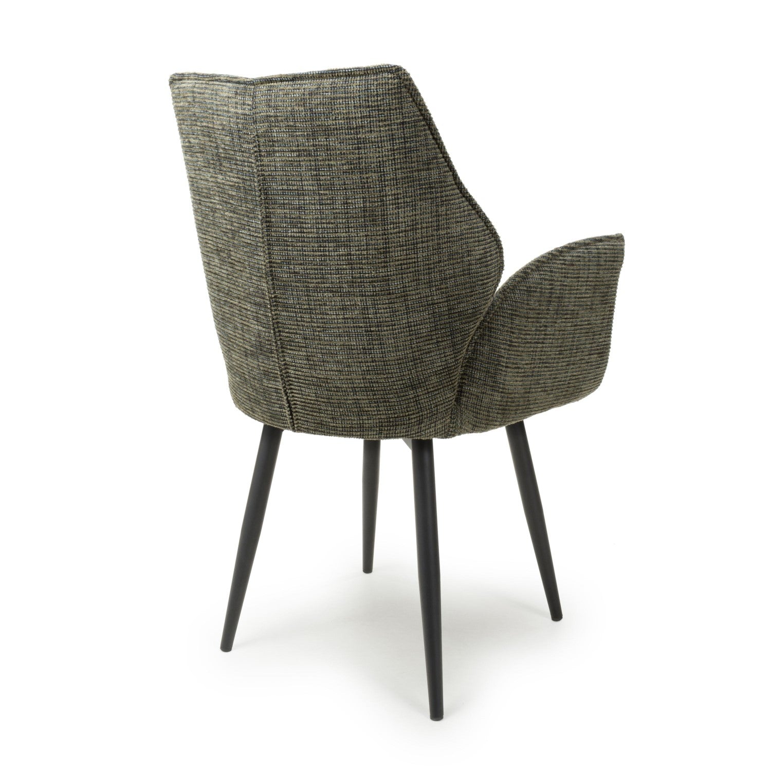 Green Tweed Fabric Swivel Dining Chair Black Metal Legs