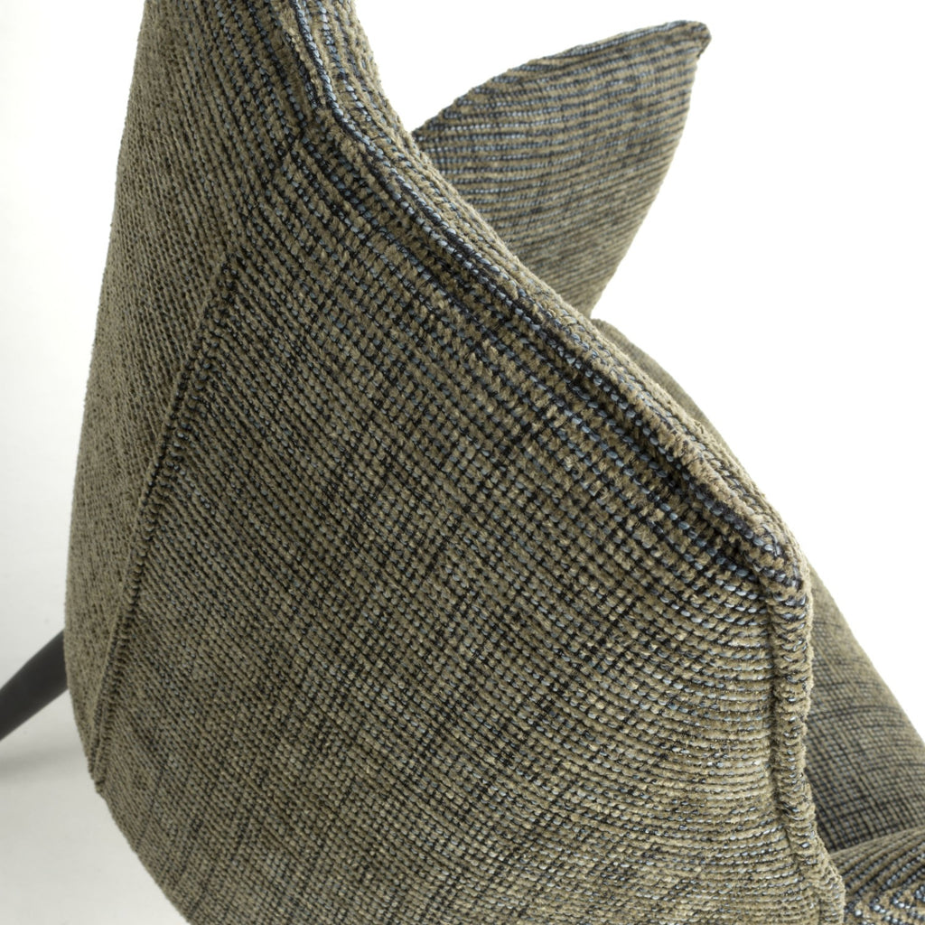 Green Tweed Fabric Swivel Dining Chair Black Metal Legs