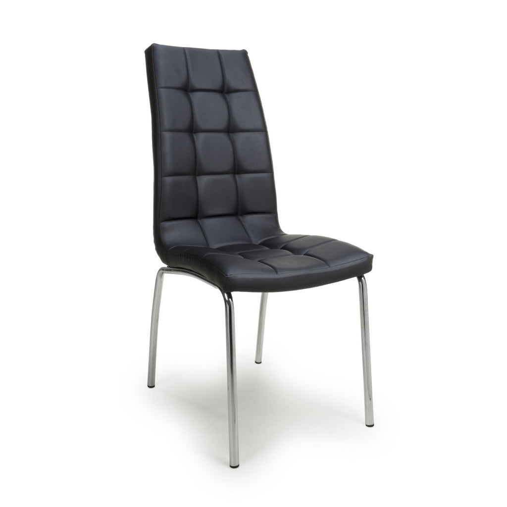 Jenner Leather Effect Black Chrome Dining Chair