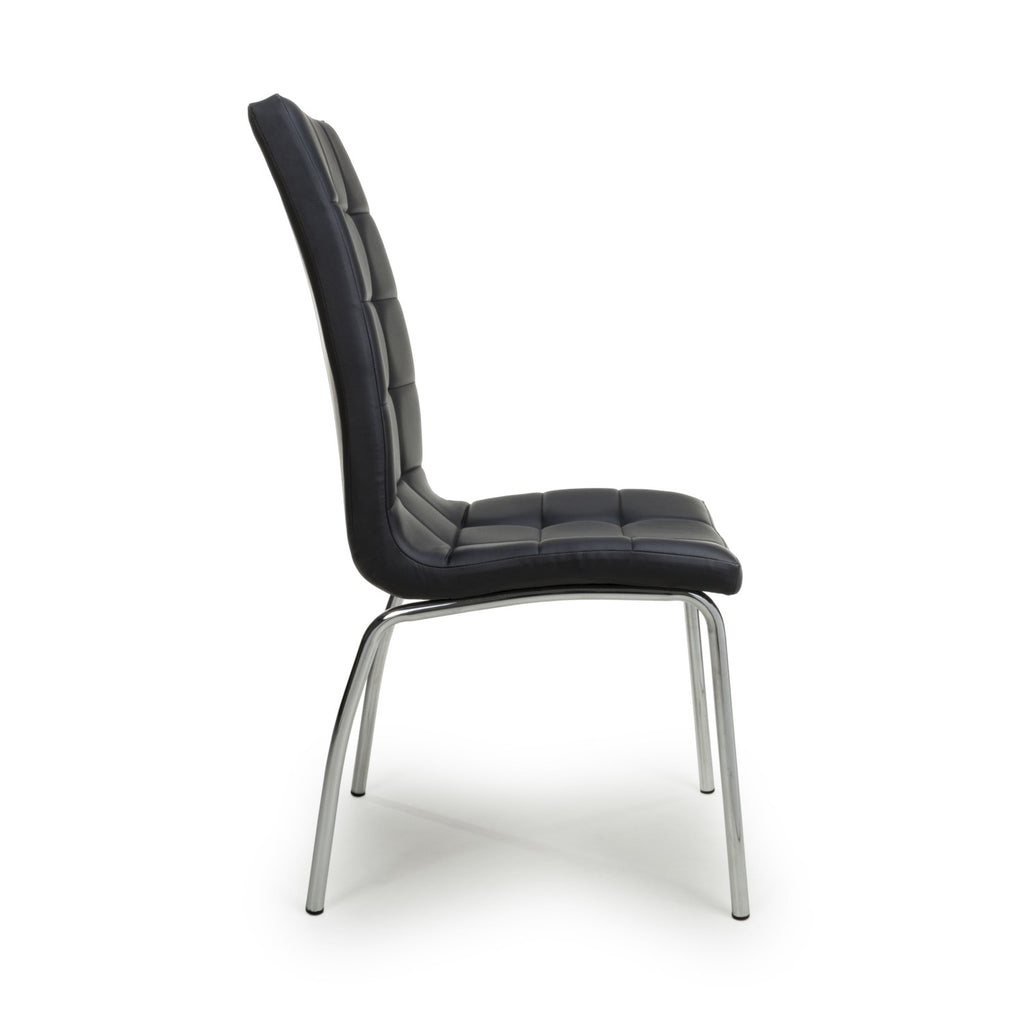 Jenner Leather Effect Black Chrome Dining Chair