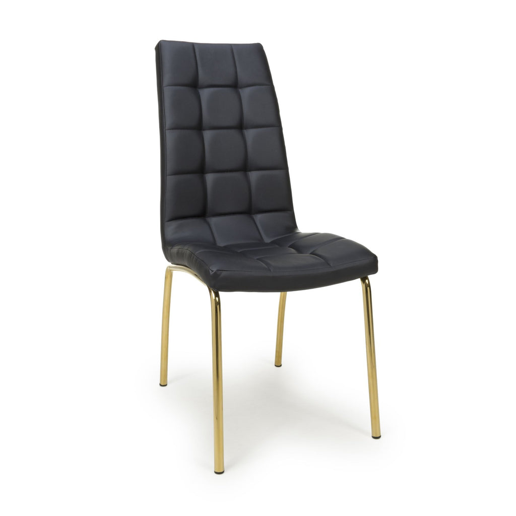 Jenner Leather Effect Black Gold Dining Chair
