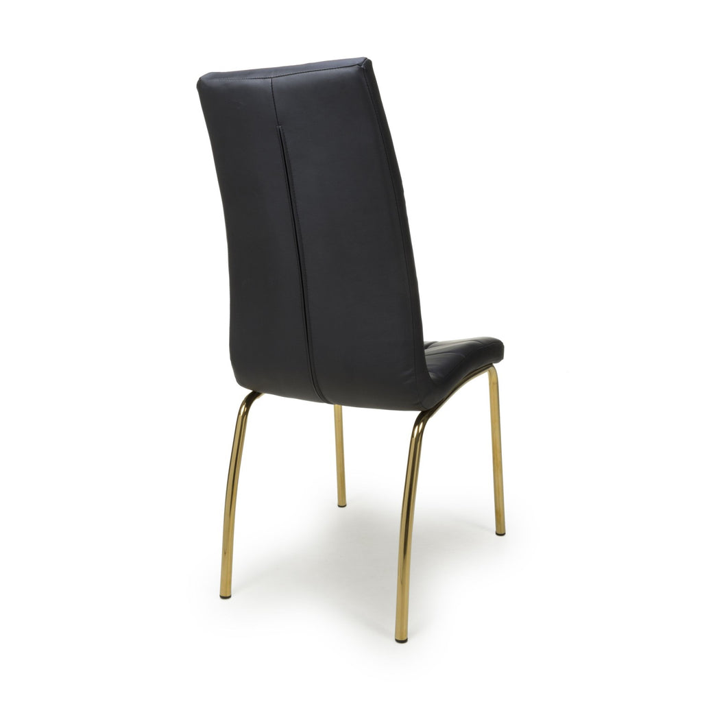 Jenner Leather Effect Black Gold Dining Chair