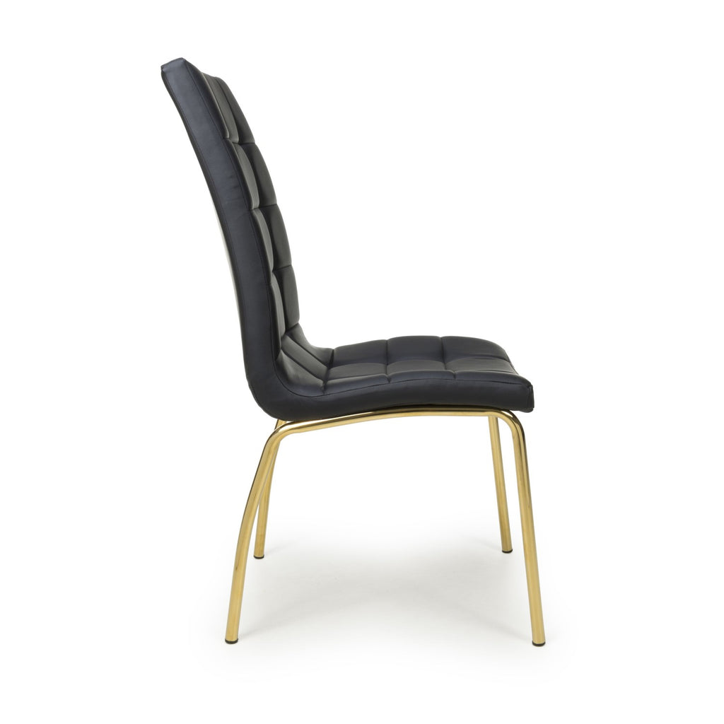 Jenner Leather Effect Black Gold Dining Chair