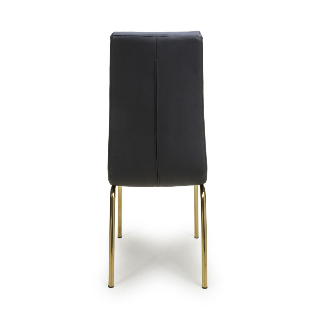 Jenner Leather Effect Black Gold Dining Chair