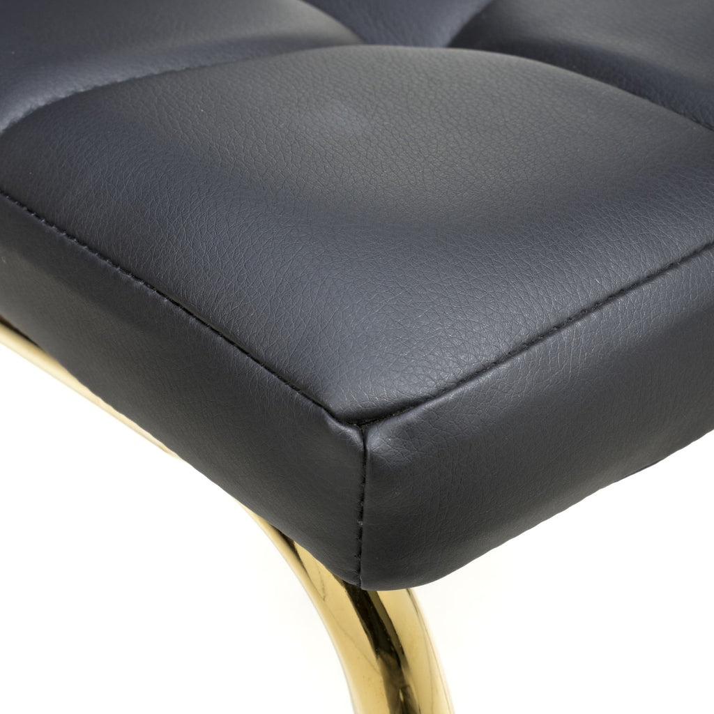 Jenner Leather Effect Black Gold Dining Chair