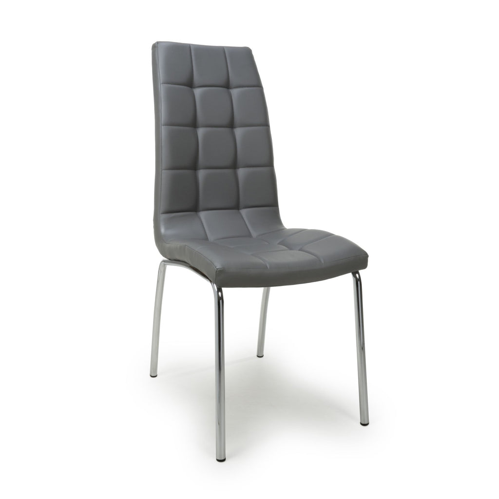 Jenner Leather Effect Grey Chrome Dining Chair