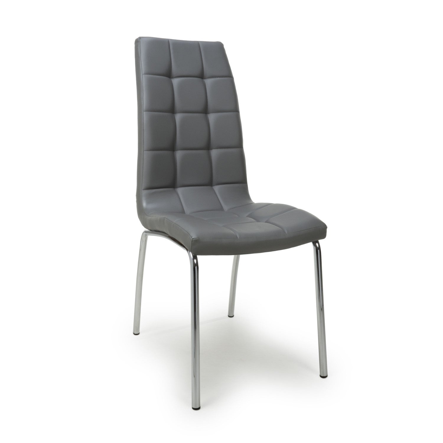 Jenner Leather Effect Grey Chrome Dining Chair