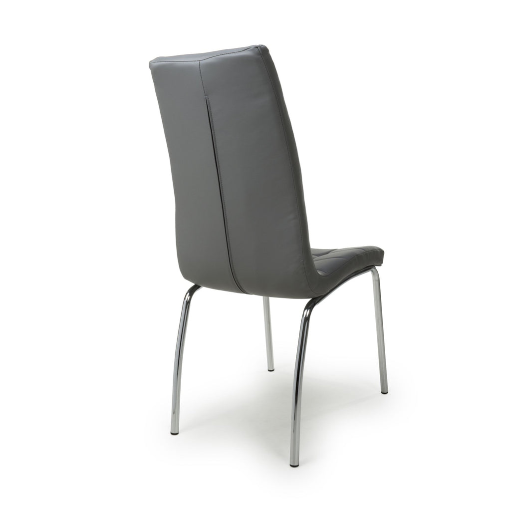 Jenner Leather Effect Grey Chrome Dining Chair