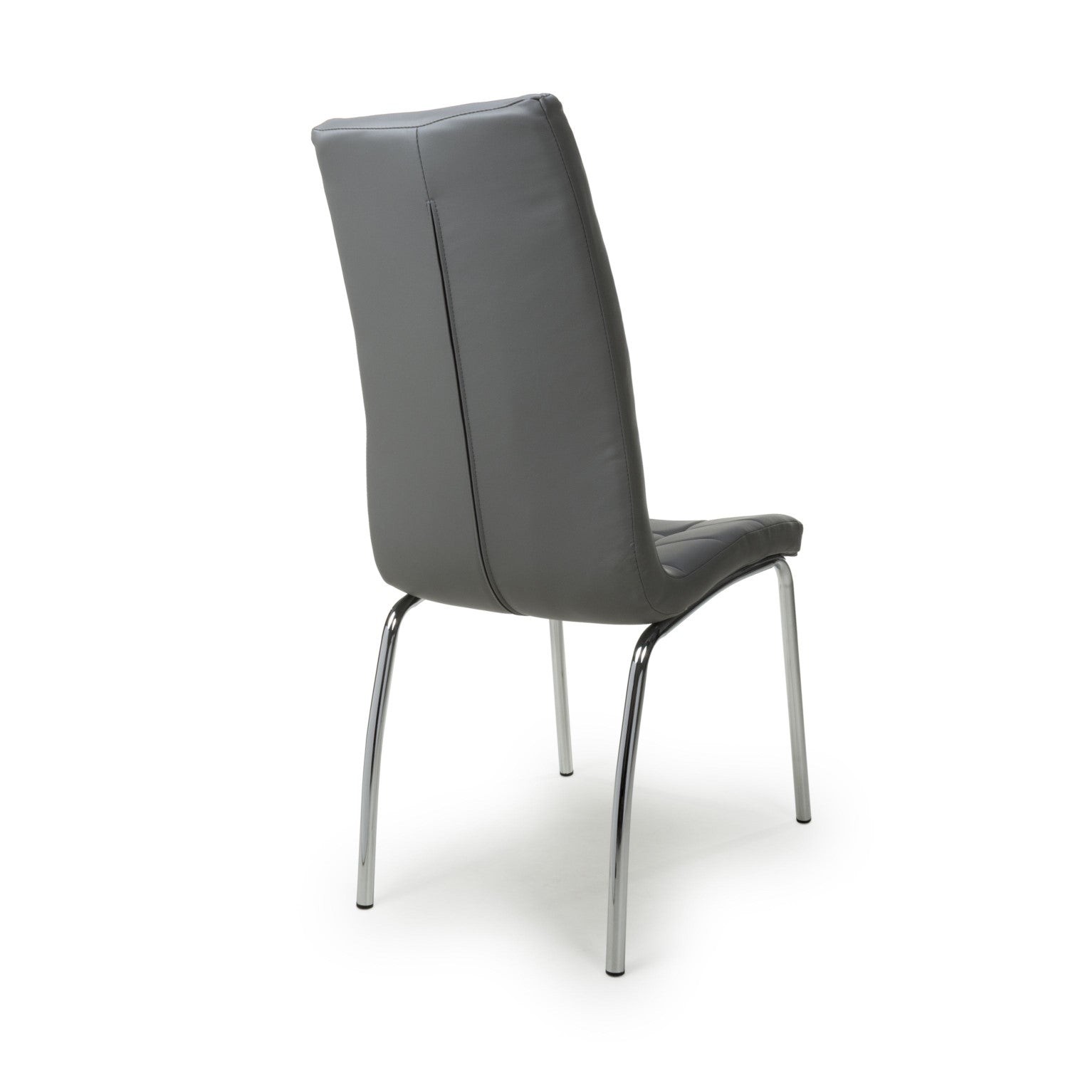 Jenner Leather Effect Grey Chrome Dining Chair