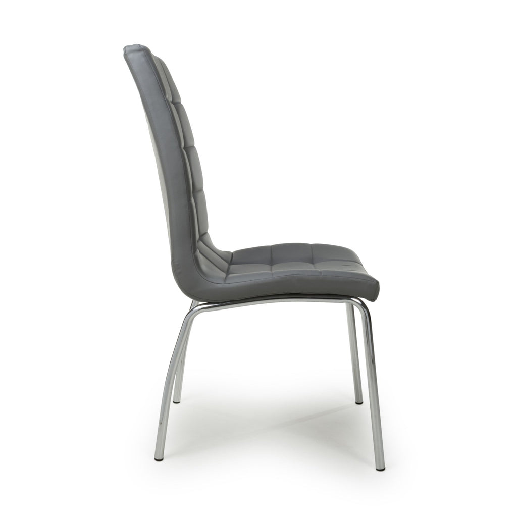 Jenner Leather Effect Grey Chrome Dining Chair