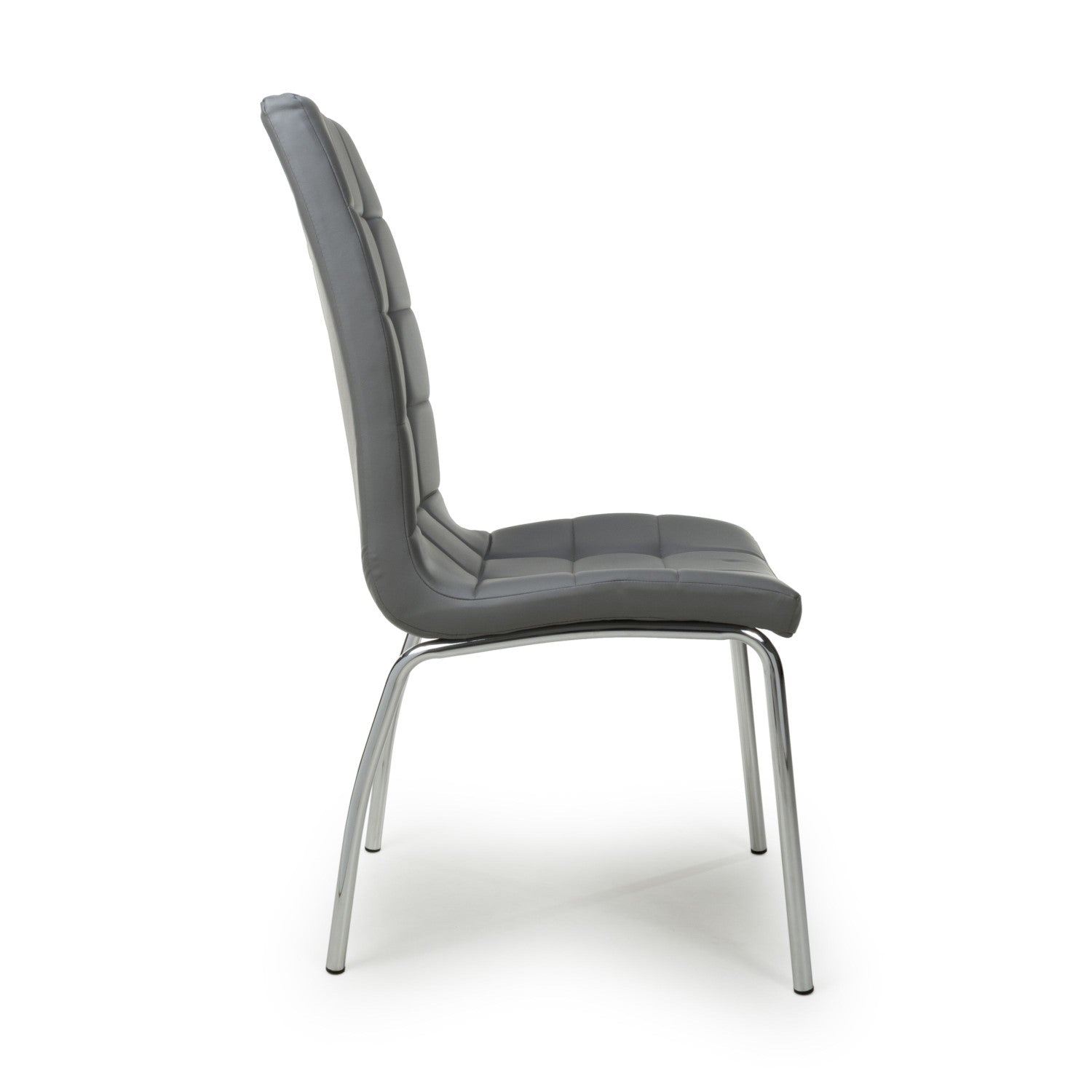Jenner Leather Effect Grey Chrome Dining Chair