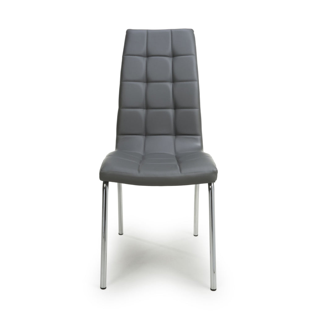 Jenner Leather Effect Grey Chrome Dining Chair