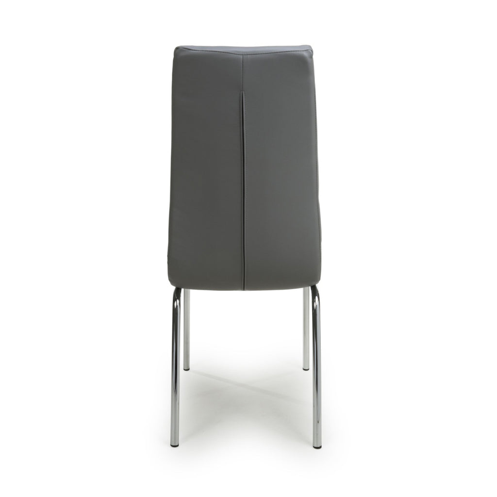 Jenner Leather Effect Grey Chrome Dining Chair