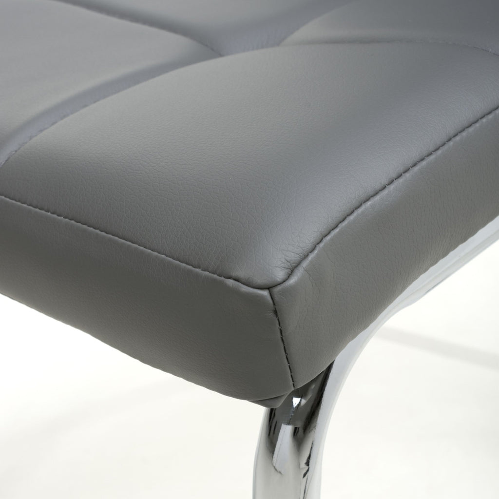 Jenner Leather Effect Grey Chrome Dining Chair