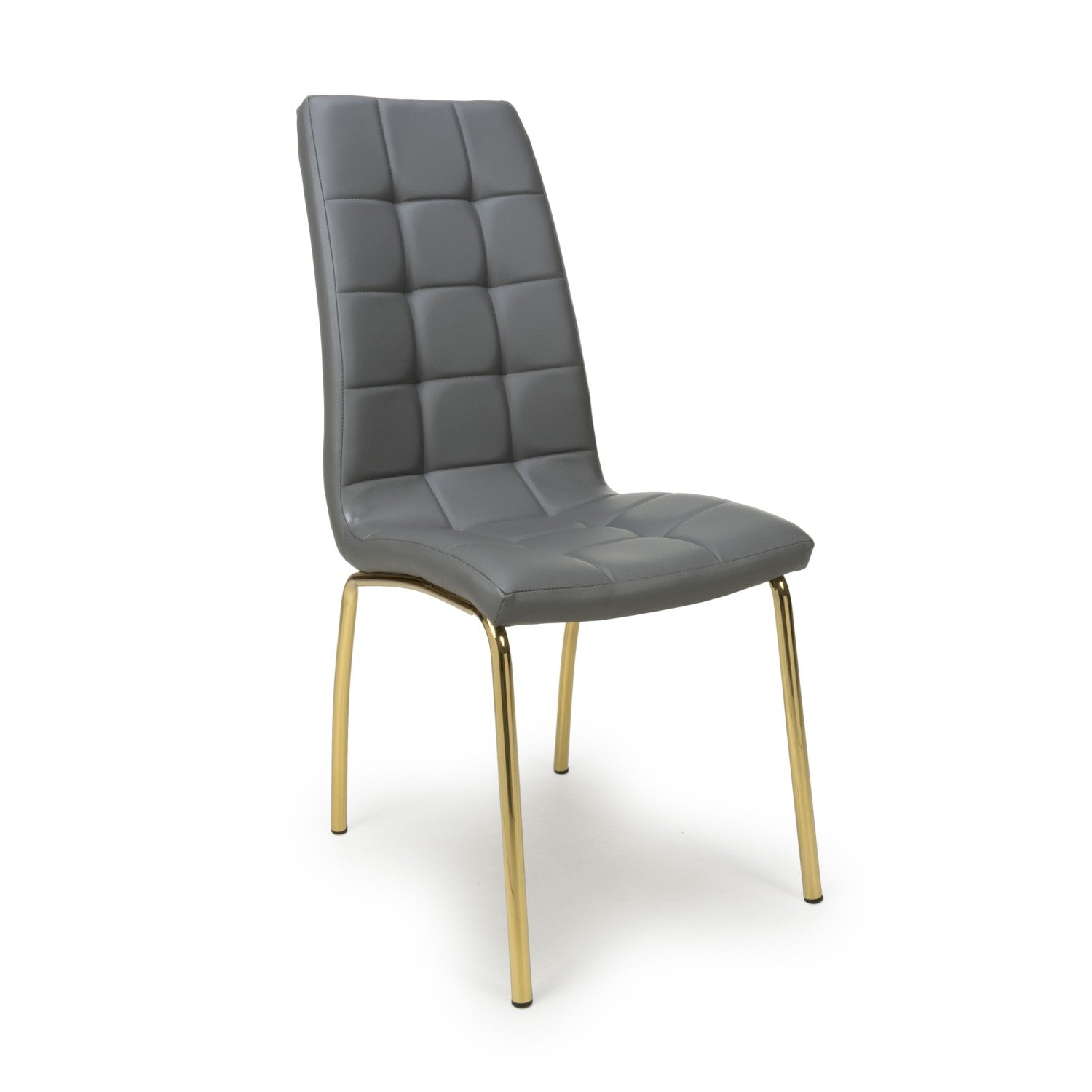 Jenner Leather Effect Grey Gold Dining Chair