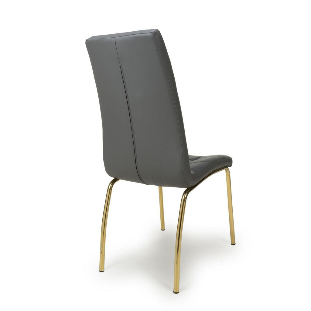 Jenner Leather Effect Grey Gold Dining Chair
