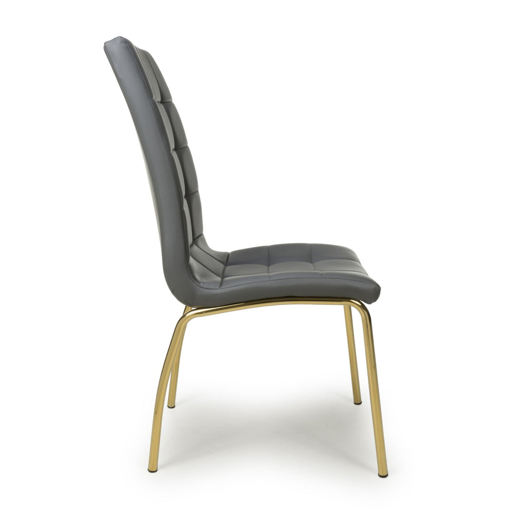 Jenner Leather Effect Grey Gold Dining Chair