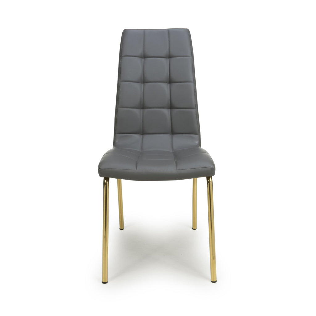 Jenner Leather Effect Grey Gold Dining Chair