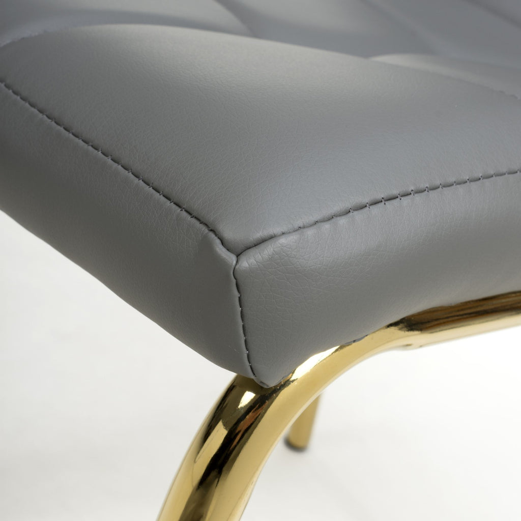 Jenner Leather Effect Grey Gold Dining Chair