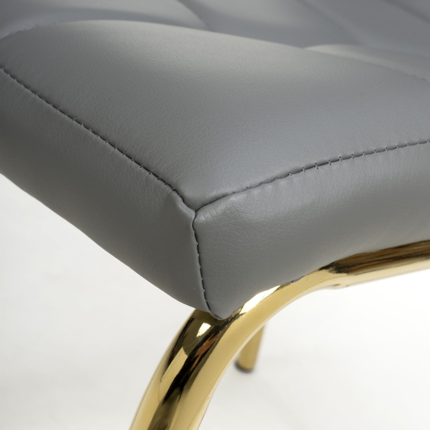 Jenner Leather Effect Grey Gold Dining Chair