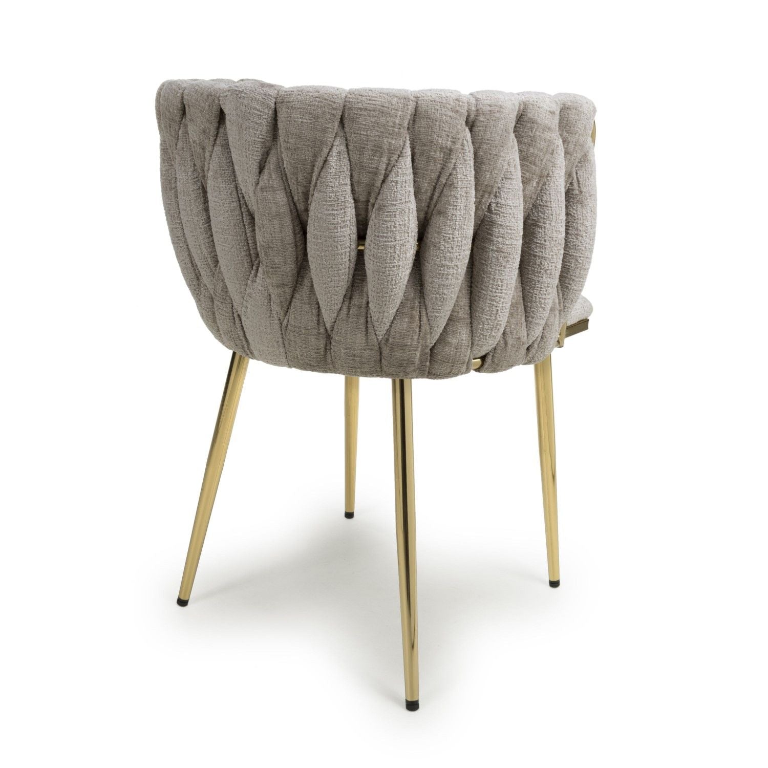 Mink Chenille Effect Fabric Dining Chair Gold Metal Legs