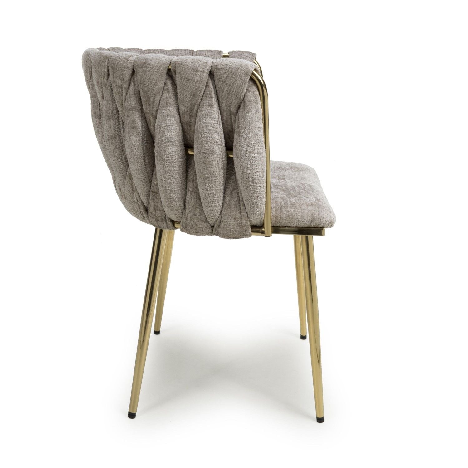 Mink Chenille Effect Fabric Dining Chair Gold Metal Legs