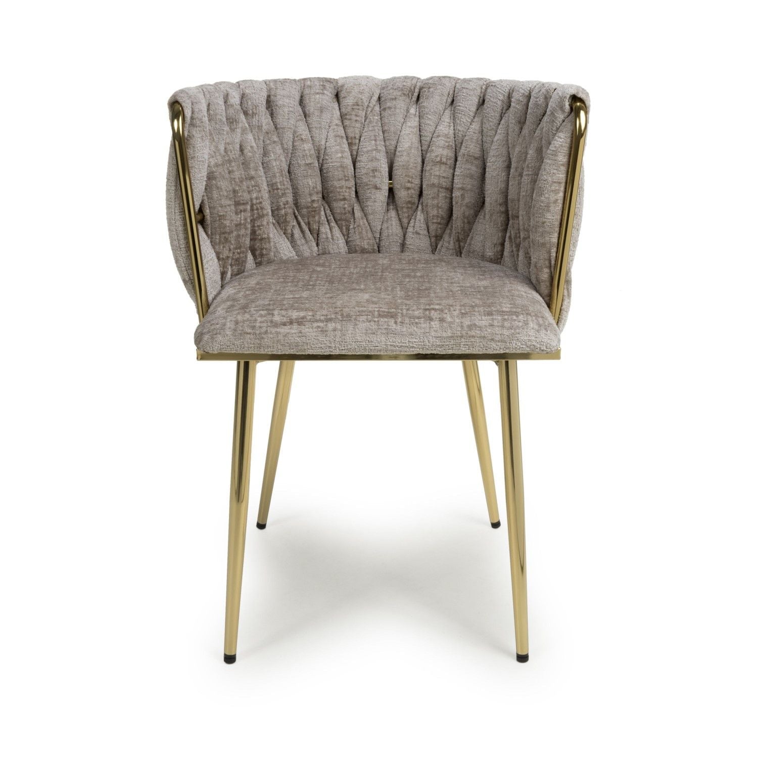 Mink Chenille Effect Fabric Dining Chair Gold Metal Legs