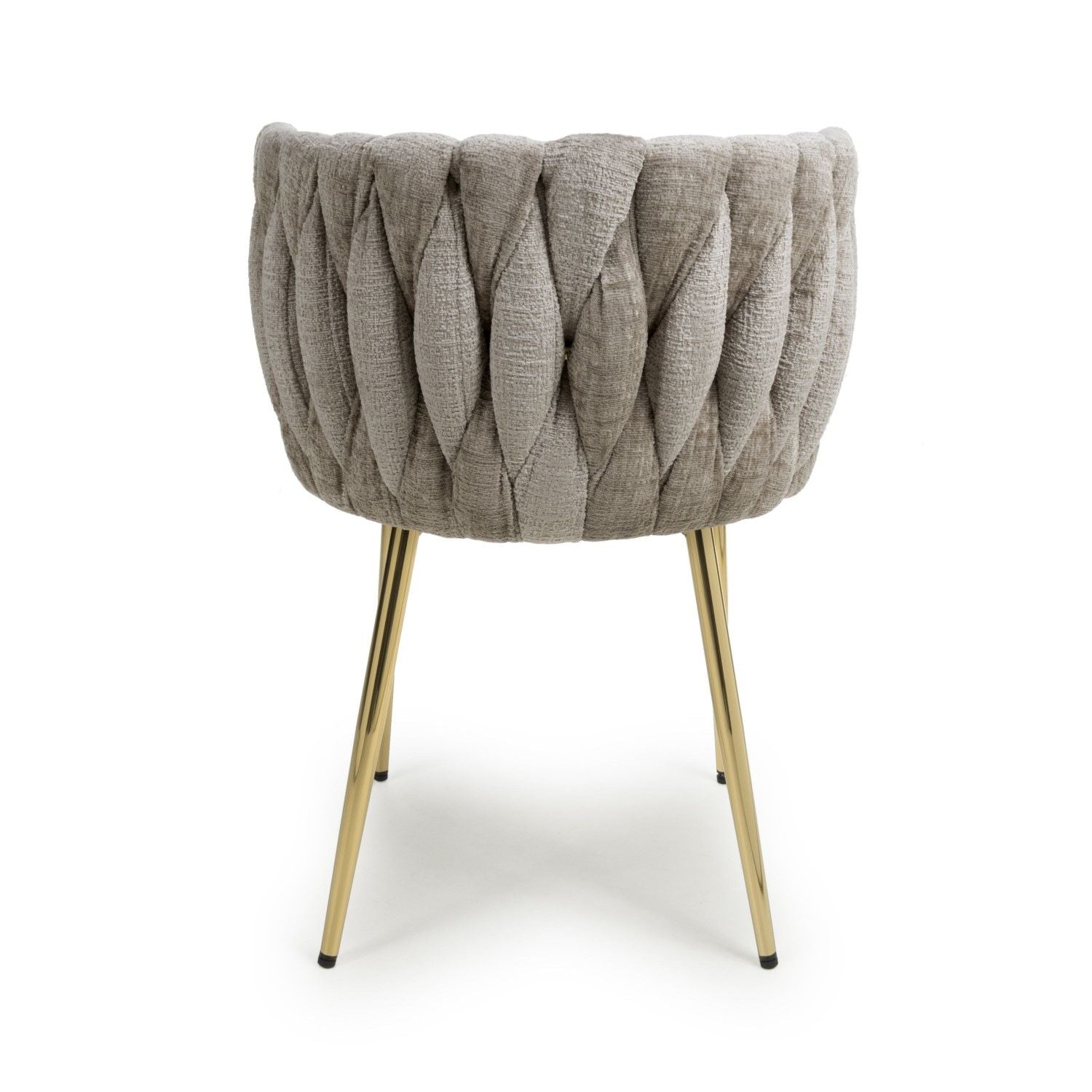 Mink Chenille Effect Fabric Dining Chair Gold Metal Legs