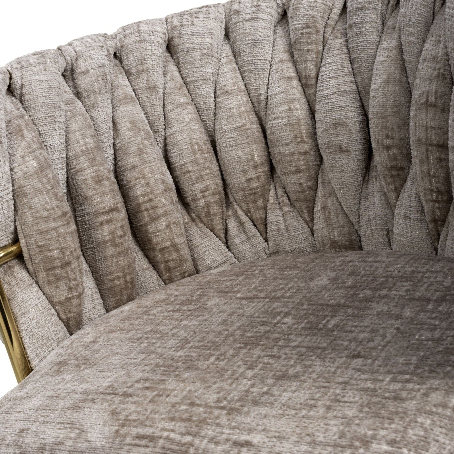 Mink Chenille Effect Fabric Dining Chair Gold Metal Legs