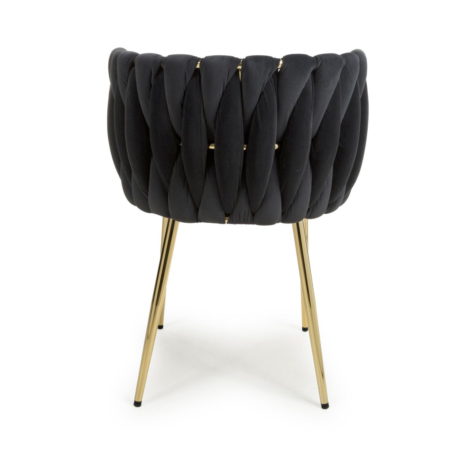 Black Brushed Woven Velvet Dining Chair Gold Metal Legs