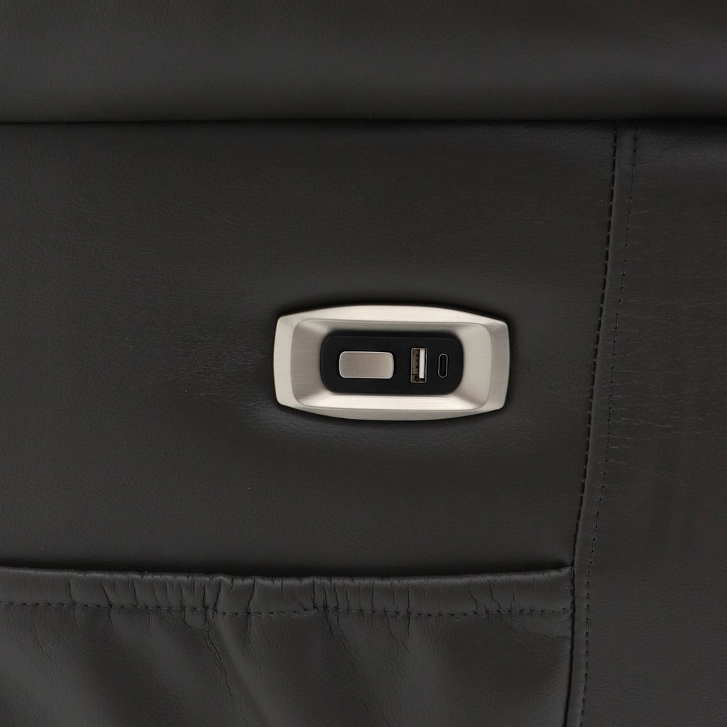 Grey Leather Effect 3 Seater Electric Recliner Sofa