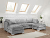 Platinum Fabric U Shape Pillow Back Large Corner Sofa