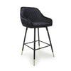 Black Velvet Fabric Bar Stool Black and Gold Metal Legs