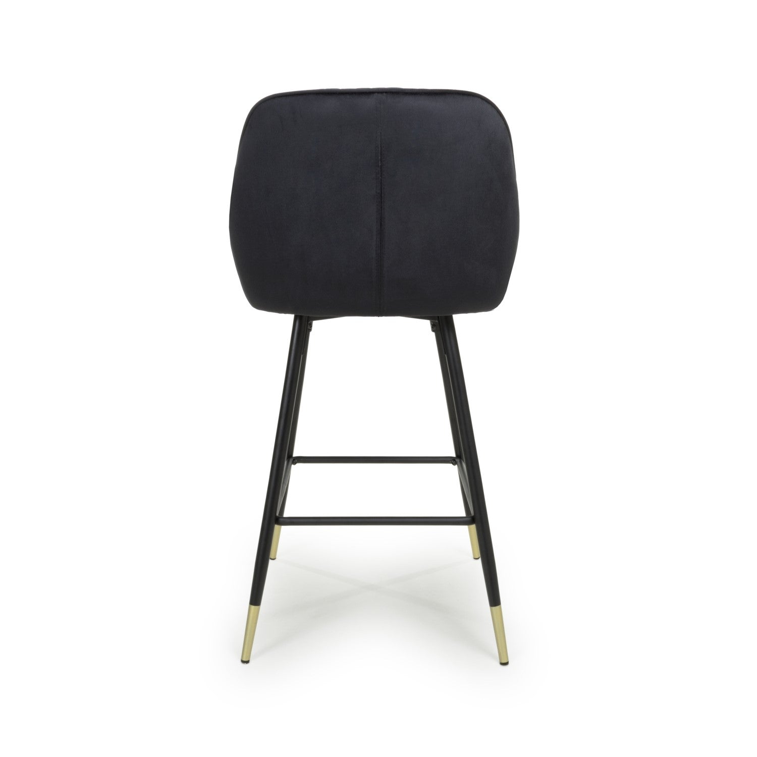 Black Velvet Fabric Bar Stool Black and Gold Metal Legs