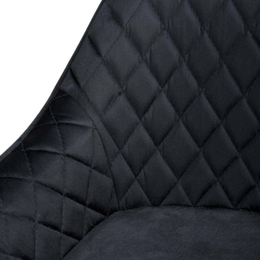 Black Velvet Fabric Bar Stool Black and Gold Metal Legs