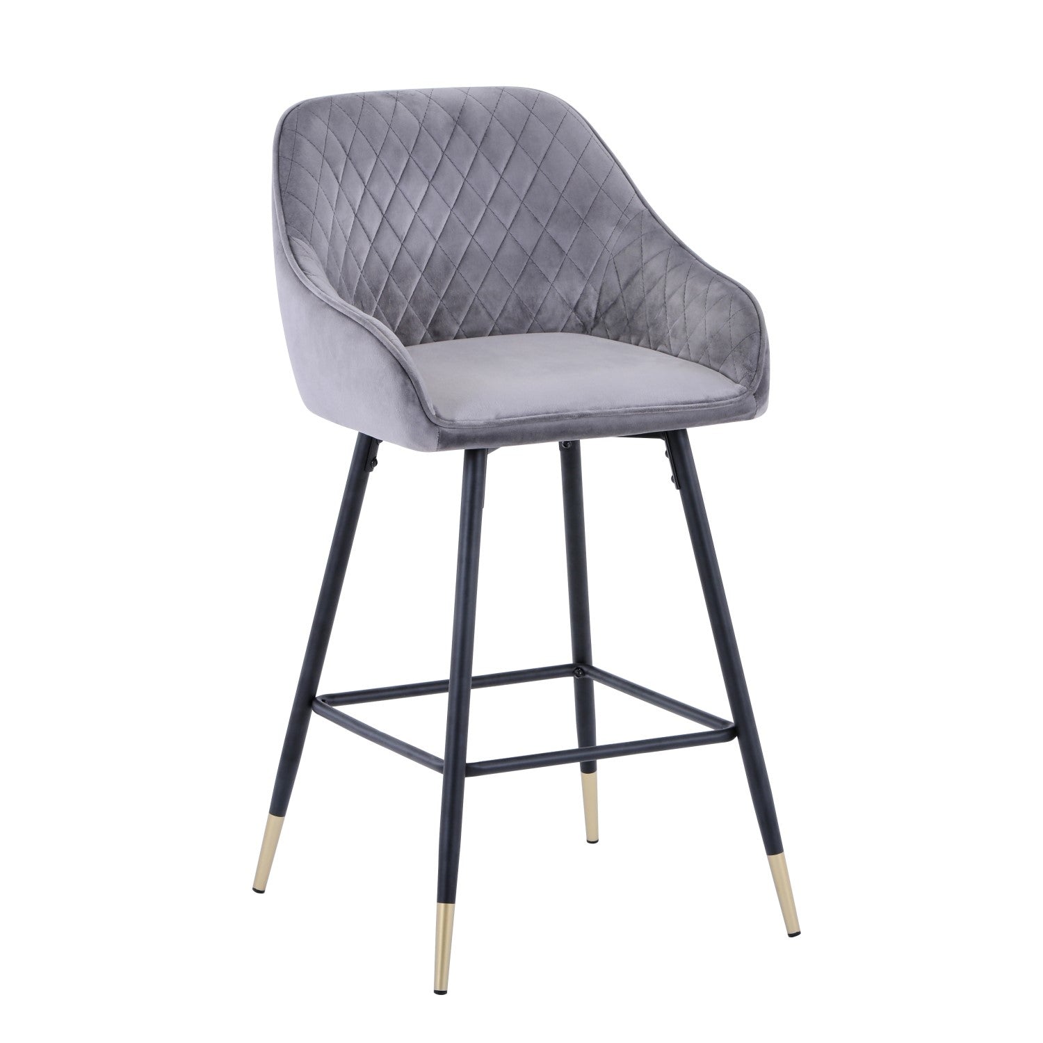 Grey Brushed Velvet Kitchen Bar Stool