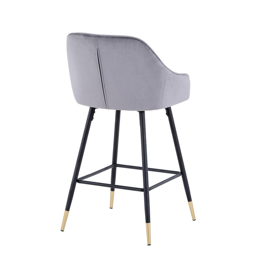 Grey Brushed Velvet Kitchen Bar Stool