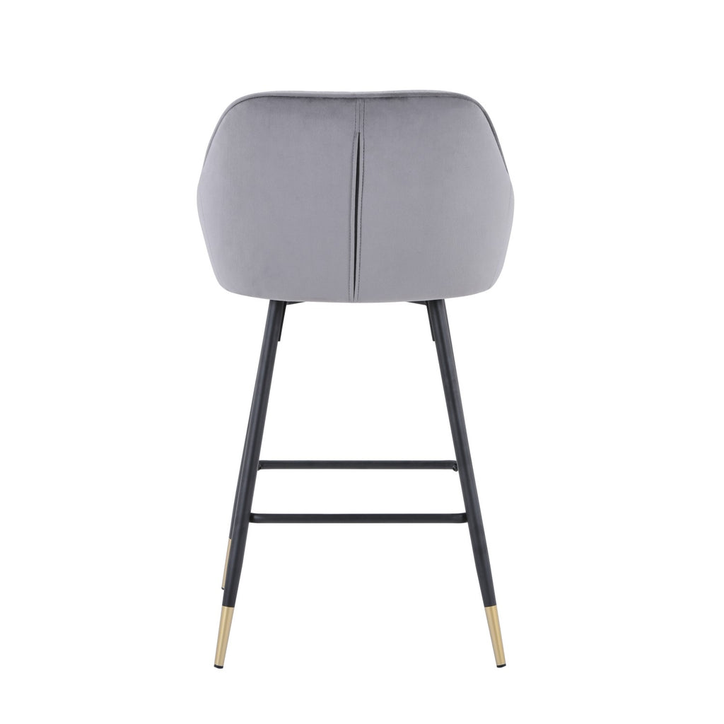 Grey Brushed Velvet Kitchen Bar Stool