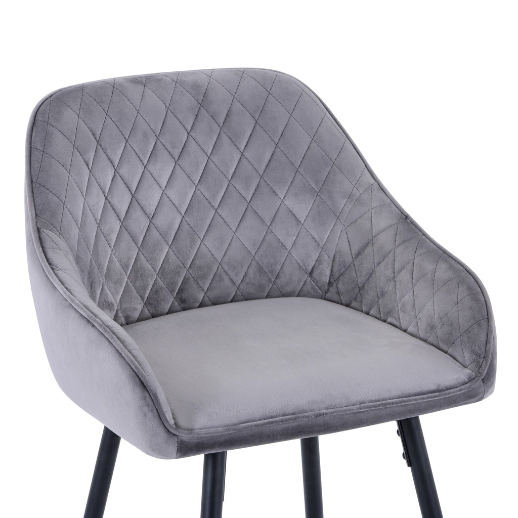 Grey Brushed Velvet Kitchen Bar Stool