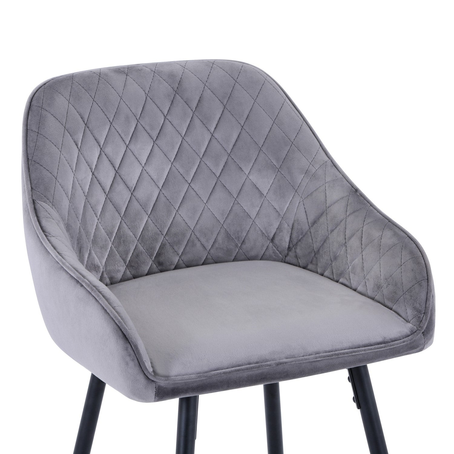 Grey Brushed Velvet Kitchen Bar Stool