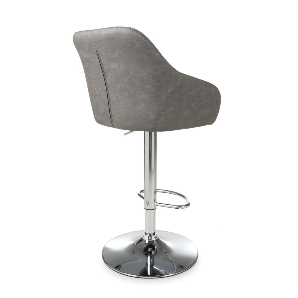 Grey Fabric Adjustable Swivel Bar Stool Chrome Base