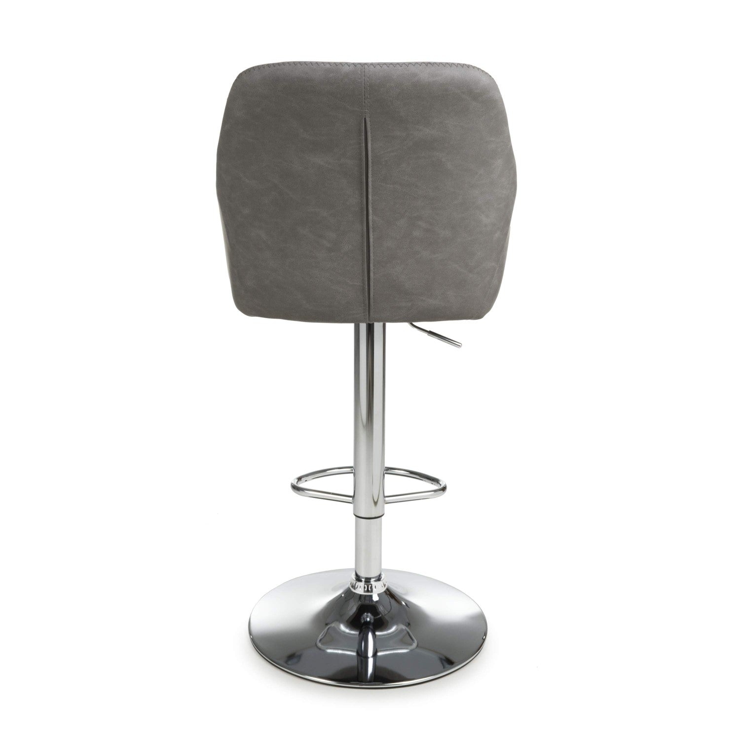 Grey Fabric Adjustable Swivel Bar Stool Chrome Base